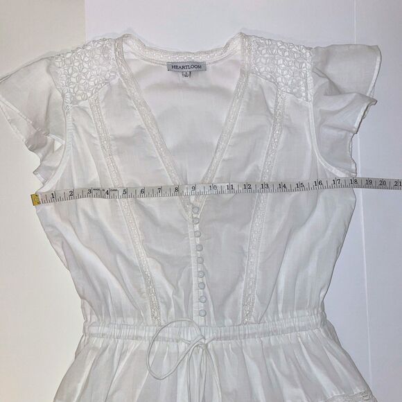 Heartloom Anthropologie Perla Dress Eggshell Ivory Eyelet Flutter Sleeve Boho S - Picture 6 of 11